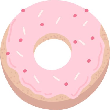 Üstü krema ve serpiştirilmiş çöreklerle kaplı, yukarıdan temiz hatlar ve pürüzsüz gölgelerle görülebiliyor. Tatlılığın, şekerin, atıştırmanın, aşermenin ve pastanenin rahatlığının sembolü. Çizgi film vektör illüstrasyonu.