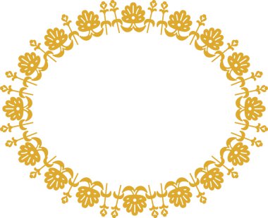 Çiçekli çelenk kenarlı oval çerçeve temiz çizgi ve dekoratif simetride. Zarafet, davetiye, klasik etiket ve kutlama kavramı. Çizgi film vektör illüstrasyonu.