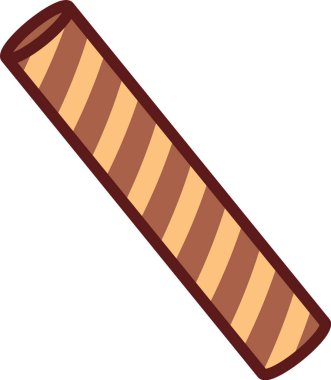 Sarmal katmanlı, yuvarlak uçlu, düz arkaplanda açılı waffle çubuklu kurabiye. Hoşgörü, tatlı, ikram, fırın tatlılığı ve atıştırmalık aşermenin sembolü. Çizgi film vektör illüstrasyonu.