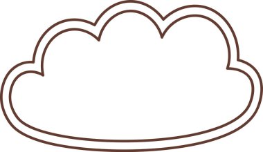 Yuvarlak deniz tarağı kenarlı ve içi boş bulut çizgisi, pürüzsüz monolin darbesiyle çizilmiş. Düşünce, rüya, depolama, veri ve mesaj uzayı sembolü. Çizgi film vektör illüstrasyonu.