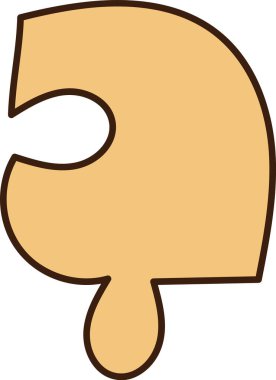 Kalın çizgili ve yuvarlak sekmeli kıvrımlı yapboz parçası, düz hatlı soyut asimetrik şekil. Problem çözme, bağlantı, takım çalışması, çözüm ve eşleşmenin sembolü. Çizgi film vektör illüstrasyonu.