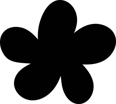 Beş yuvarlak taç yaprağı silueti olan bir çiçek. Çizgi film kliplerinde arkaplan temiz. Doğanın sembolü, çiçek, büyüme, güzellik ve markalaşma için dekorasyon. Çizgi film vektör illüstrasyonu.