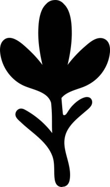 Üç yuvarlak loblu yaprak filizi kalın ve katı bir siluet oluşturur. Doğanın, büyümenin, ekolojik saflığın ve organik yaşamın sembolü. Çizgi film vektör illüstrasyonu.