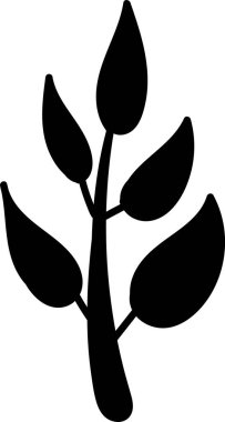 Katı bir siluette beş gözyaşı damlası yapraklı yaprak. Büyümenin, doğanın, çevrenin ve markalaşmanın ve sağlığın sembolü. Çizgi film vektör illüstrasyonu.