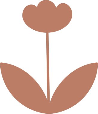 Yuvarlak yapraklı bir çiçek, uzun bir gövde ve kalın siluet şeklinde iki geniş yaprak. Markalaşma ve dekorasyon için büyüme, doğa ve bahar yenilenmesinin sembolü. Çizgi film vektör illüstrasyonu.