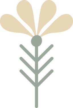 Gözyaşı yaprağı ve geometrik saplı halk çiçeği, İskandinav motifi temiz. Doğanın sembolü, ahenk, miras ve sükunet. Çizgi film vektör illüstrasyonu.