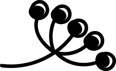 Kavisli saplı meyveler kalın hatları ve yuvarlak uyuşturucu şekli ile çizilmiş. Doğanın sembolü, organik büyüme ve markalaşma ve zanaat için botanik zarafet. Çizgi film vektör illüstrasyonu.