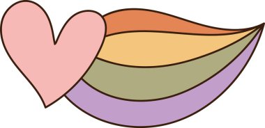 Yürek katmanlı yaprak kıvrımlı, düz hatlı ve kalın hatlı. Çevre sevgisinin, refahın, yetiştirilmenin, uyumun, merhametin ve büyümenin sembolü. Çizgi film vektör illüstrasyonu.