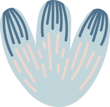 İskandinav çiçekleri, üç yaprak şekli ve el yapımı çizgi detaylarıyla halk motifi oluşturur. Nordik çiçek sembolü, büyüme, uyum ve doğa mirasını anımsatıyor. Çizgi film vektör illüstrasyonu.