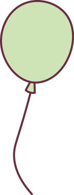 İpi yukarı doğru sürüklenen, kalın bir vuruş ve temiz bir hatla özetlenmiş bir balon. Kutlama, neşe, parti havası ve hafiflik sembolü. Çizgi film vektör illüstrasyonu.