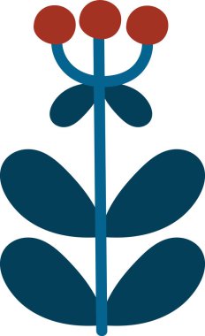 Yuvarlak tomurcuklu ve geniş yapraklı çiçek tek bir sapta, temiz şekillerde sıralanmış. Büyümenin, doğanın ve dekorasyon ve markalaşmanın sembolü. Çizgi film vektör illüstrasyonu.