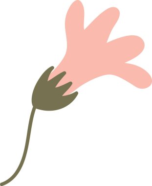 Uzun saplı çiçek ve kalın şekilli organik yaprak silueti. Büyümenin, doğanın ve kutlama, düğün ve bahar temaları için zarafetin sembolü. Çizgi film vektör illüstrasyonu.