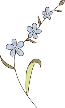 Küçük beş yapraklı sarmaşık ve kavisli bir sapın üzerinde ince yaprak, elle çizilmiş, temiz çizgiler. Hassasiyet, büyüme ve doğa zarafetinin sembolü. Çizgi film vektör illüstrasyonu.