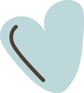 Yuvarlak hatlı, yuvarlak bir kalp damlası ve yumuşak, dost canlısı bir çizgi filmdeki gibi çarpık bir aksan. Aşk, ilgi, romantizm ve sosyal paylaşımlar için nezaketin sembolü. Çizgi film vektör illüstrasyonu.