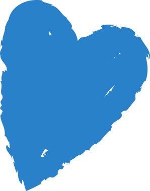 Kaba fırça darbeleri ve katı dolgu ile kalp şekli, temiz negatif alan ve düzensiz çevre. Aşk, romantizm, ilgi ve hayırseverliğin sembolü. Çizgi film vektör illüstrasyonu.