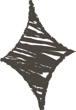 Pürüzsüz bir el çizimi yıldız pürüzsüz bir arka planda elmas şekli oluşturuyor. Yaratıcılığın, başarının ve keskin zanaat enerjisinin sembolü. Çizgi film vektör illüstrasyonu.