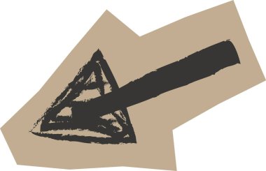 Tırtıklı defter üzerinde pürüzlü fırça darbesiyle çizilmiş el yazısı biçimi, grunge dokusu ve dağınık kenarlar. Yönlendirme, yönlendirme, yön bulma, ilerleme. Çizgi film vektör illüstrasyonu.