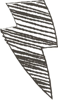 Sert köşegen kuluçkaya yatmış, sivri uçlu ve gergin dokusu olan şimşek yıldırımı. Enerji, güç, hız, şok ve keskin markalaşma için elektrik sembolü. Çizgi film vektör illüstrasyonu.