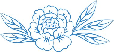 Katmanlı taç yaprakları ve kalın çizim çizgileriyle süslenmiş şakayık çiçekleri. Güzelliğin, romantizmin, düğün zarafetinin ve bahar büyümesinin sembolü. Çizgi film vektör illüstrasyonu.