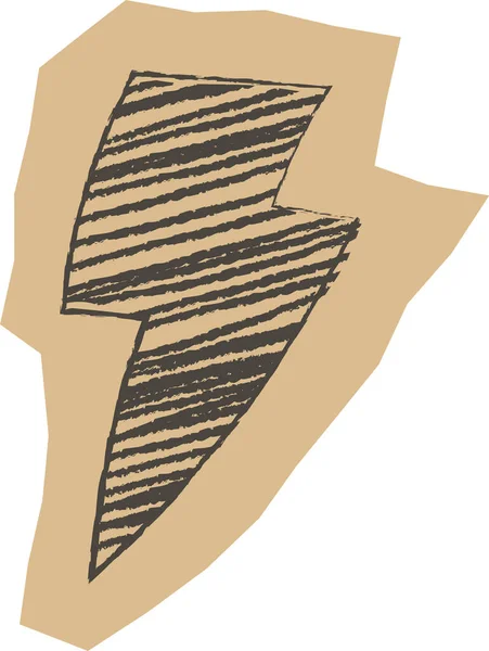 Kaba ambar desenli, yırtık kağıt şekilli, el çizimi ve pasaklı şimşek çıkartması. Enerjinin, gücün, hızın ve kalın nota aksanının sembolü. Çizgi film vektör illüstrasyonu.