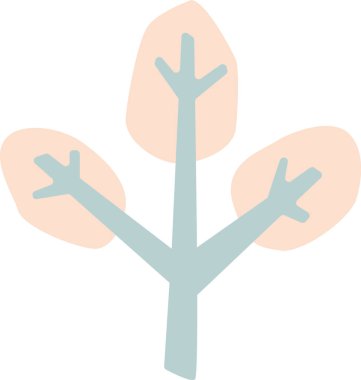 Çatallı gövdesi ve yuvarlak yapraklı, temiz bir çizgi film çizimi olan çocuksu bahar ağacı. Büyümenin, yenilenmenin, doğanın ve çocuksu tazeliğin sembolü. Çizgi film vektör illüstrasyonu.