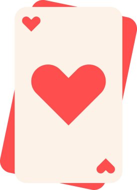 Yuvarlak köşeler ve kalın takım sembollerle dolu kupa ası oynuyoruz. Aşkın, şansın, romantizmin, kumarhanenin ve kazanmanın sembolü. Çizgi film vektör illüstrasyonu.