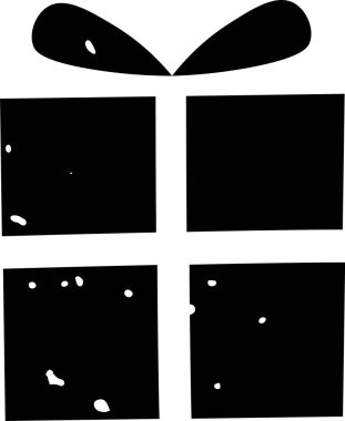 Sevgililer Günü posteri için çapraz kurdele ve fiyonklu siluet, kalın blok şekilleri ve desenli benekler. Aşkın, sürprizin, romantizmin, kutlamanın ve fedakârlığın sembolü. Çizgi film vektör illüstrasyonu.