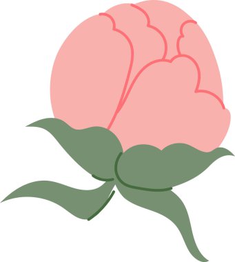 Katmanlı taç yaprağı şeritli ve geniş fok balıklı tomurcuk temiz çizgi filmlerde çıkar. Romantizmin, güzelliğin, refahın ve düğün zarafetinin sembolü. Çizgi film vektör illüstrasyonu.