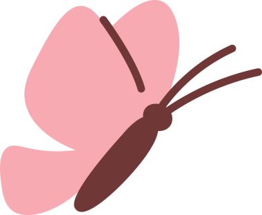 Kelebek kalın kanatlı, pürüzsüz gövdeli ve düzgün bir grafik şeklinde kıvrımlı antenli. Değişimin, gelişimin ve güzelliğin sembolü, özgürlük ve zarafeti işaret ediyor. Çizgi film vektör illüstrasyonu.