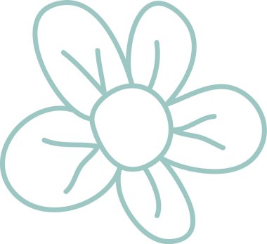 Beş yapraklı çiçek, merkezde yuvarlak bir çizgi, temiz bir vuruş ve yumuşak kıvrımlar. Büyümenin, tazeliğin, doğanın ve bahar çiçeklerinin sembolü. Çizgi film vektör illüstrasyonu.