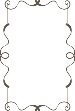 Viktorya dönemi ve Art Nouveau 'dan esinlenerek dikdörtgen bir çerçeve oluşturan bir döngü ile süslü sınır. Zarafet, romantizm, davetiye ve düğün için miras teması. Çizgi film vektör illüstrasyonu.