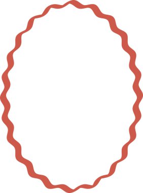 Dalgalı kenarlı bir rozet çerçevesi geniş bir kopya alanına sahip oval bir etiket şekli oluşturuyor. Sertifika, mühür, ödül ve markalaşma veya terfi vurgusu sembolü. Çizgi film vektör illüstrasyonu.