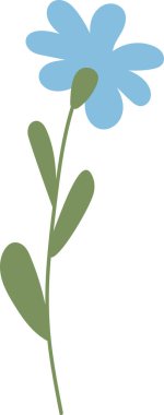 Yuvarlak yapraklı, uzun saplı ve temiz yapraklı bir çiçek. Büyümenin, doğanın, saflığın ve tebrik kartları ve markalaşma için sakinliğin sembolü. Çizgi film vektör illüstrasyonu.