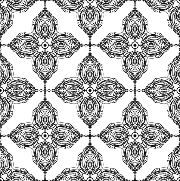 Black Seamless pattern in oriental style on a white background. Vector illustration — Stock Vector