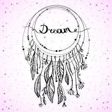 Dreamcatcher, yazıt rüya. Vektör çizim