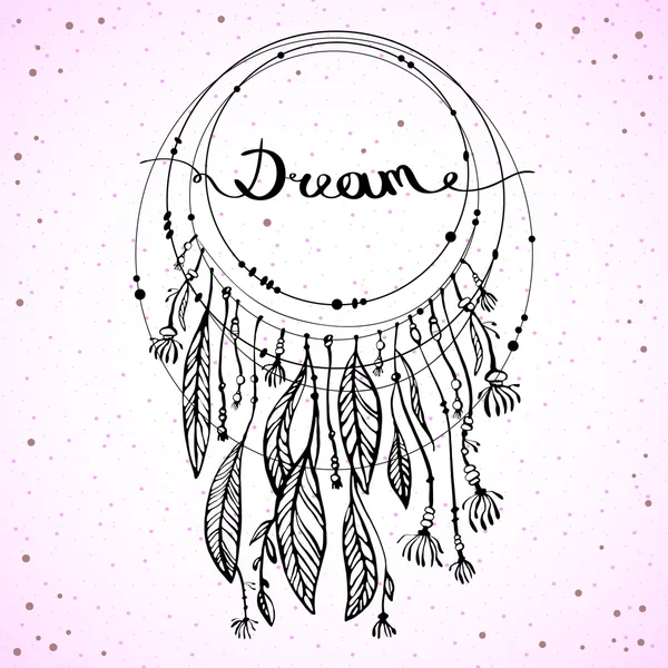 Dreamcatcher, marzenie napis. Ilustracja wektorowa — Wektor stockowy