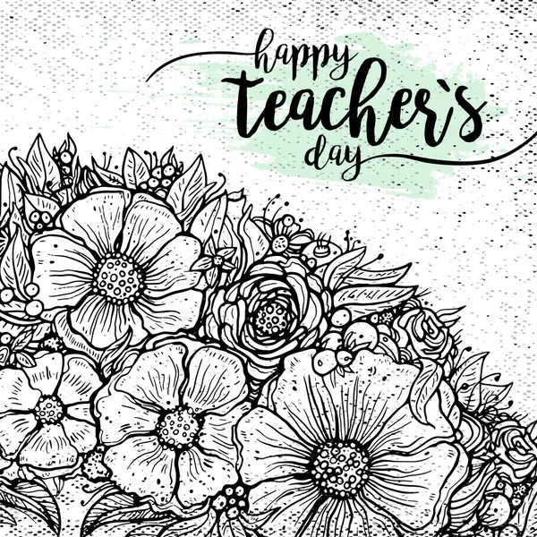 Happy teachers day - handgezeichnetes Typografie-Poster. Vektorkunst. Tolles Gestaltungselement für Glückwunschkarten, Banner und Flyer. — Stockvektor