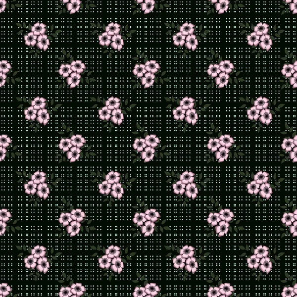 검은색에 완벽 한 꽃 패턴 — 스톡 사진