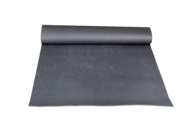 Yoga mat gri renk beyaz zemin üzerine izole kırpma yolunu içerir.