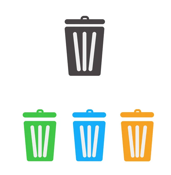 Prullenbak pictogram set, Bin pictogrammenset — Stockvector