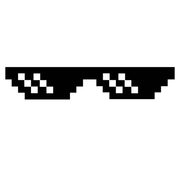 Черный Значок Пикселя Солнцезащитных Очков Белом Фоне Знак Пиксельных Очков — стоковый вектор