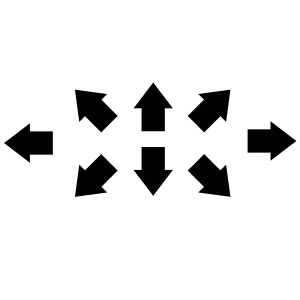Définir Icône Flèche Sur Fond Blanc Flèche Noire Style Plat — Image vectorielle