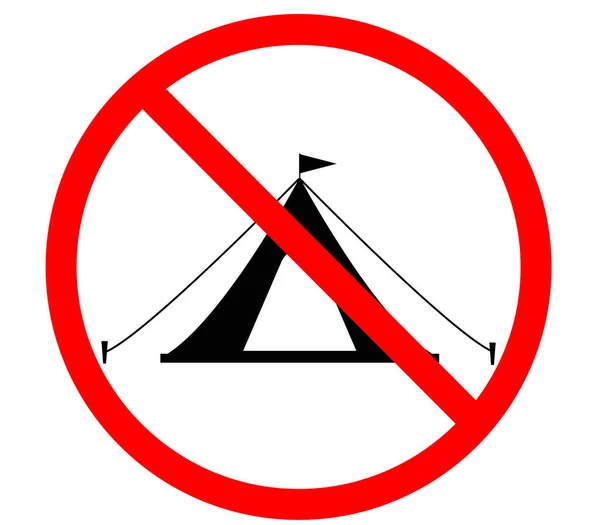 Camping Icon White Background Camping Sign Prohibition Symbol Tourist Tent — Stock Vector