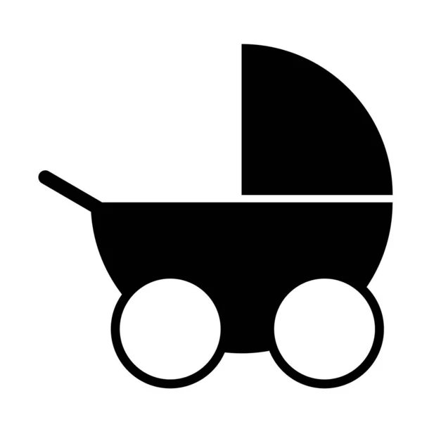 白色背景的婴儿车图标 滚动式标志马车符号 扁平风格 — 图库矢量图片