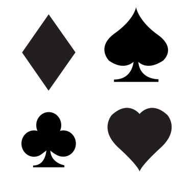 Beyaz arkaplandaki kart takımları simgesi. İskambil kağıdıyla. Oyun kartı sembolü. düz biçim. 