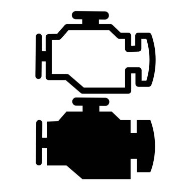 Beyaz arkaplanda motor simgesi. Araba kontrol motoru. Uyarı işareti. Düz stil. araba servisi kavramı. 
