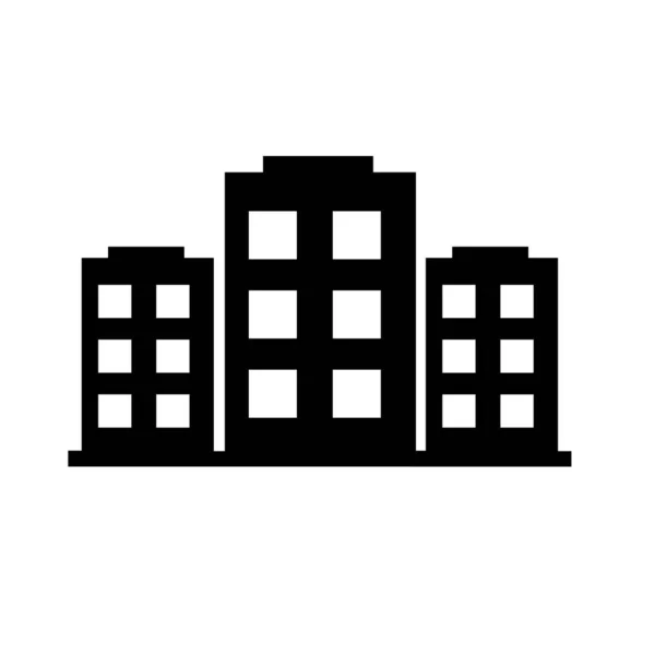 Bürogebäude Symbol Auf Weißem Hintergrund Flacher Stil Wohnungsschild Architektur Businesskonzept — Stockvektor