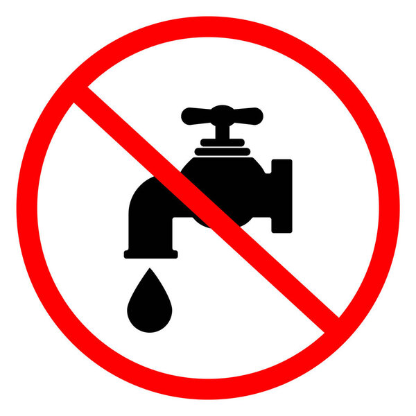 без значка воды на белом фоне. остановить утечку воды. не пейте водяной знак. Плоский стиль. 
