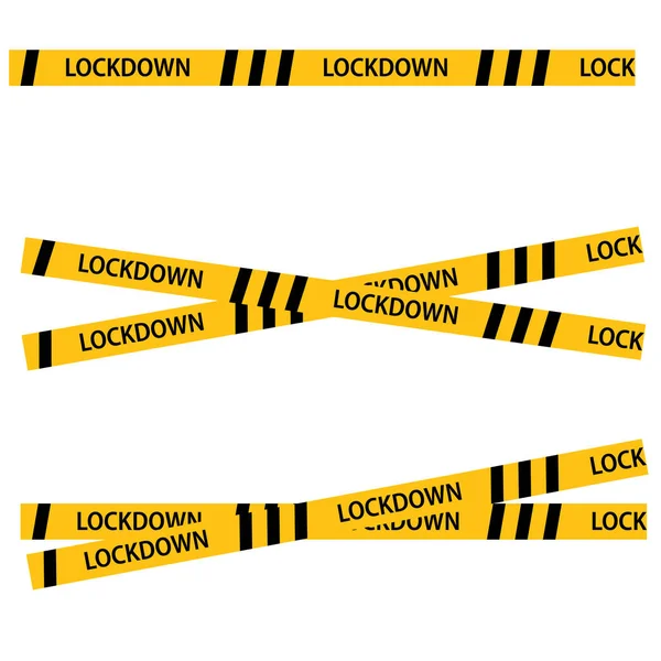 白色背景上的锁定屏障带 警告黄色危险符号 病毒锁定屏障带标志 扁平风格 — 图库矢量图片