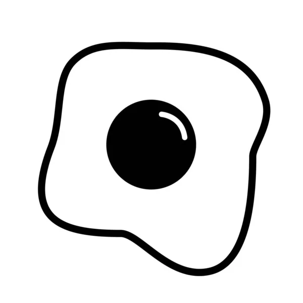 白い背景に目玉焼き黒のアイコン フラットなスタイル 目玉焼き 卵のシンボル — ストックベクタ